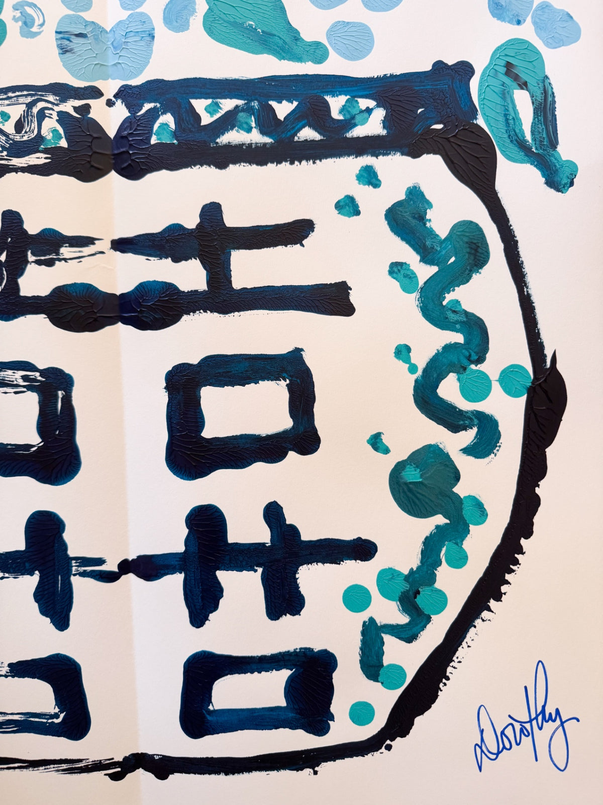 “Brilliant in Blue” Rorschach Double Happiness Ginger Jar Acrylic Painting 22x30”