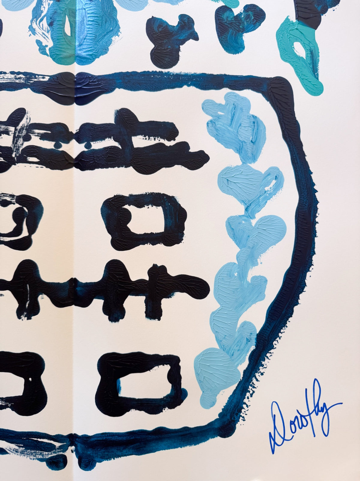 “So Blue” Rorschach Double Happiness Ginger Jar Acrylic Painting 22x30” 