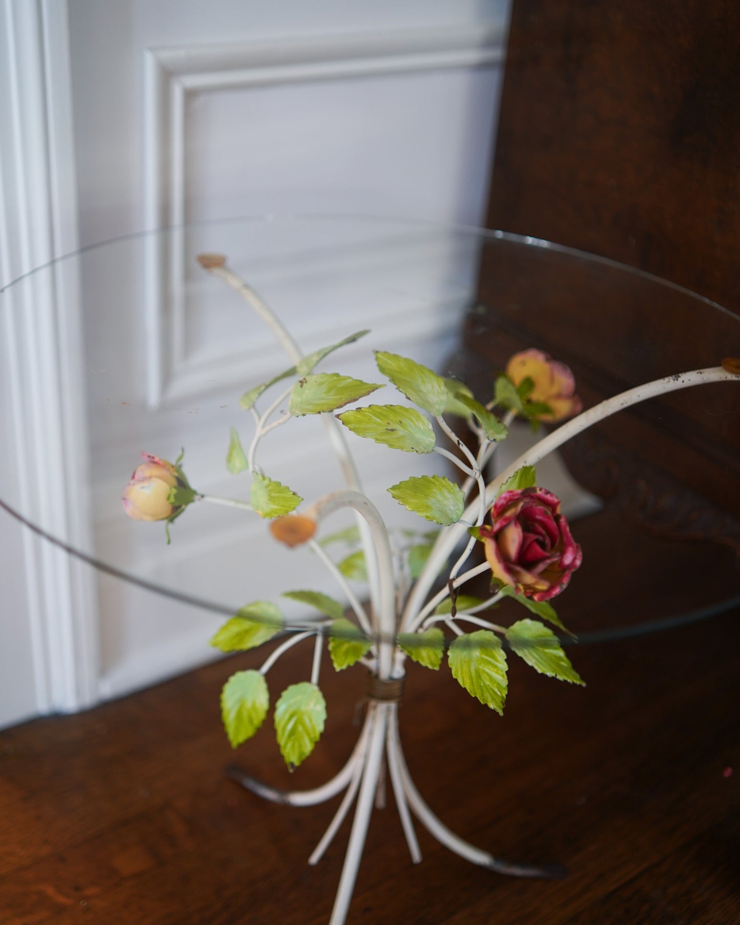 Vintage Italian Tole Floral side table