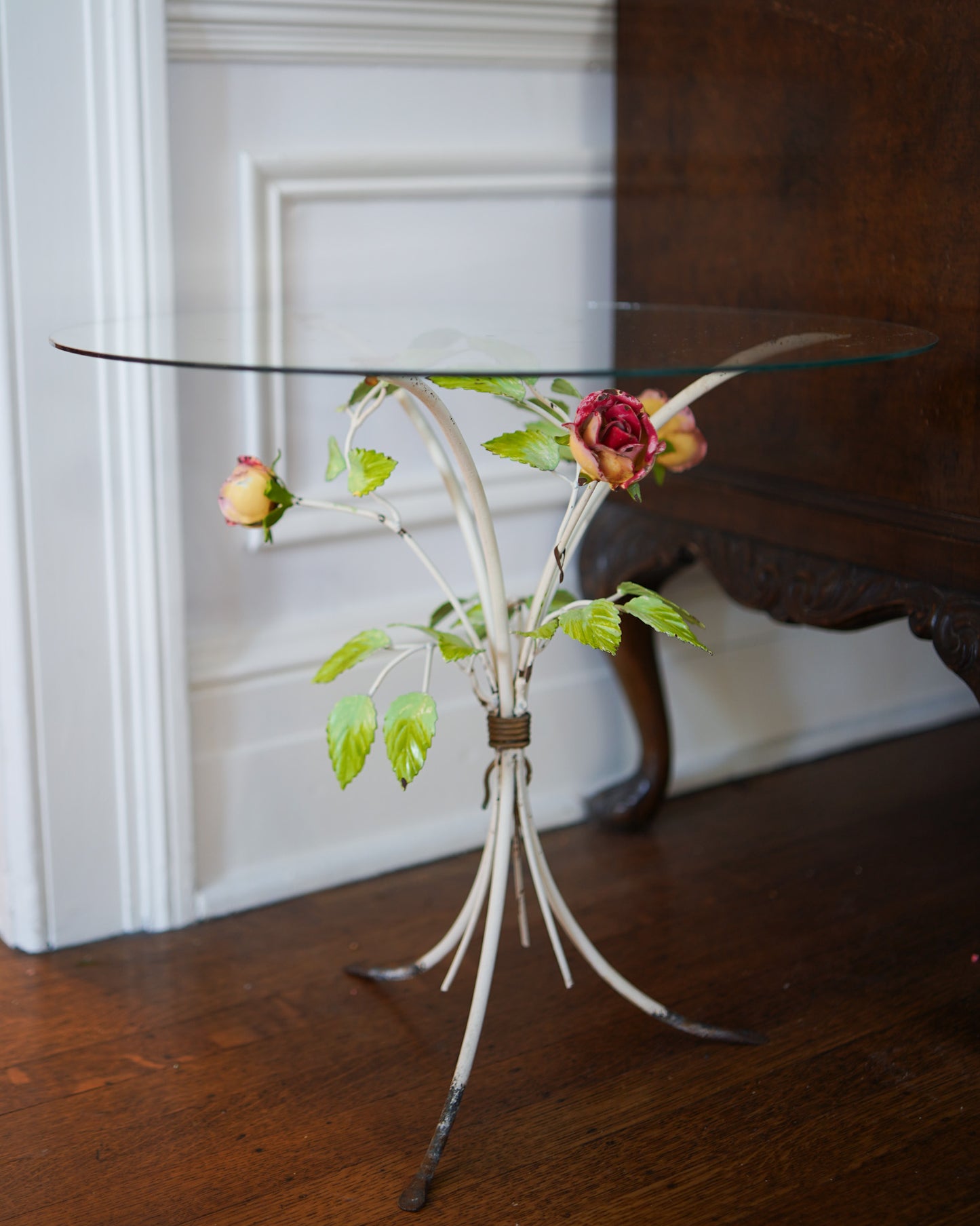 Vintage Italian Tole Floral side table