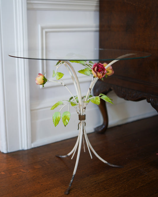 Vintage Italian Tole Floral side table
