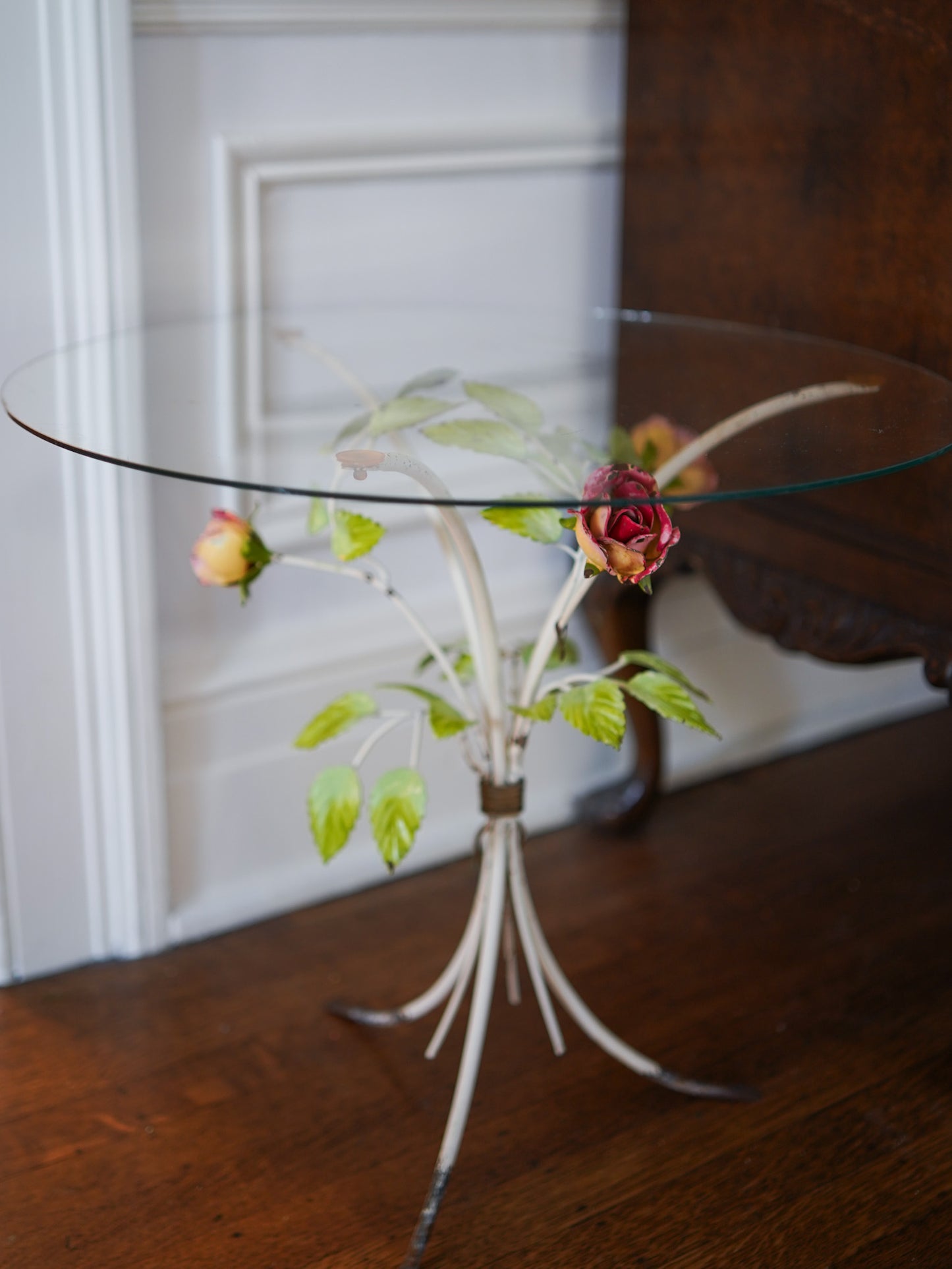 Vintage Italian Tole Floral side table