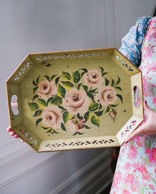Metal green floral tray