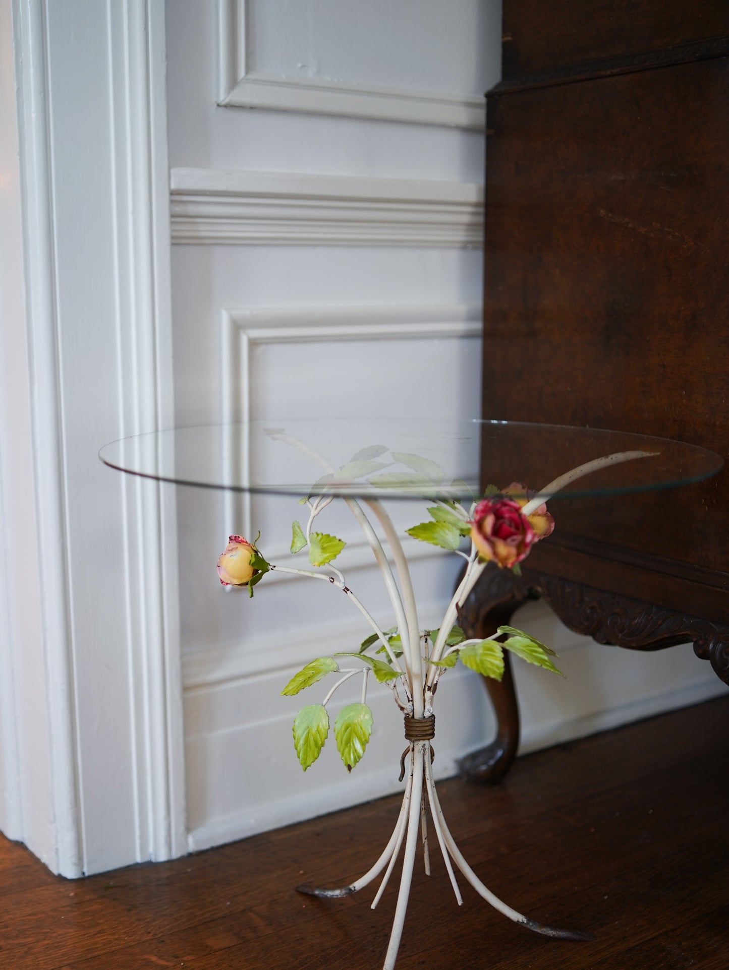 Vintage Italian Tole Floral side table
