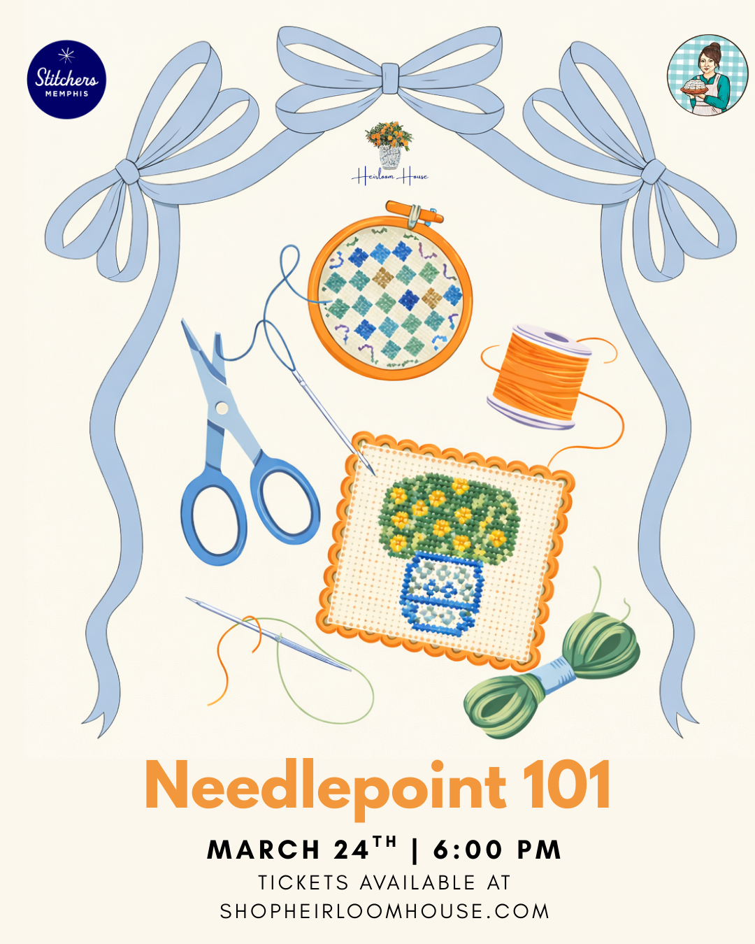 SOLD OUT Needlepoint 101 with Stitchers Memphis - March 24th